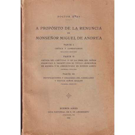 A propósito de la renuncia de Monseñor Miguel de Andrea