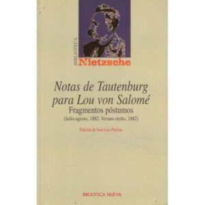 Notas de Tautenburg para Lou von Salomé. Fragmentos póstumos. Julio Agosto 1882- Verano otoño 1882