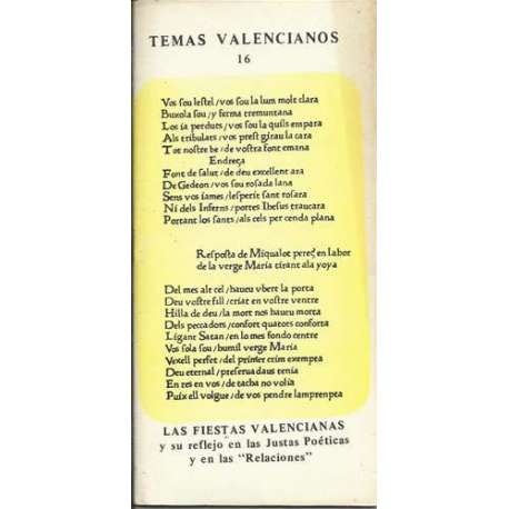Temas Valencianos 16. Las Fiestas Valencianas y su reflejo en las Justas poéticas y en las "Relaciones"