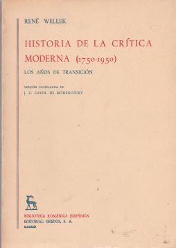 Historia de la crítica moderna (1750-1950). III: Los años de transición