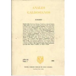 Anales Galdosianos 1985. Año XX, núm.1