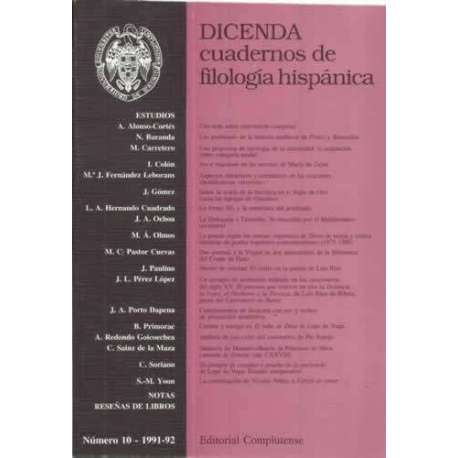 Dicenda, cuaderno de filología hispánica. Número 10- 1991-92