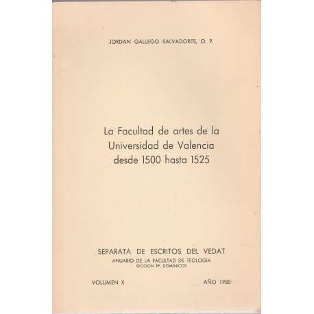 La facultad de artes de la Universidad de Valencia desde 1500 hasta 1525