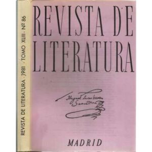 Revista de literatura. 1981. Tomo XLIII, número 86